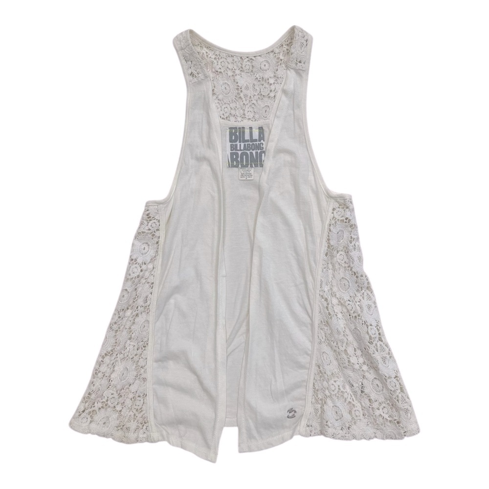 Billabong White Vest Crochet Detail - Womens Size Medium
